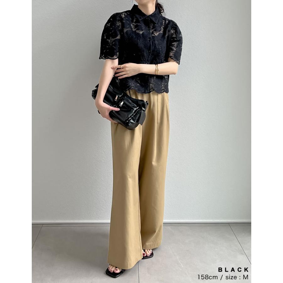 Re:EDIT トップス レディース シャツ ブラウス レース シアー