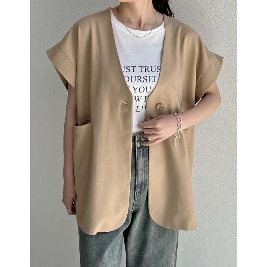 おまとめ2点　エイココンドウ ジップアップベスト ジャケット 半袖 レース Re:EDIT（リエディ） トップス レディース ベスト ジレ ジャケット
