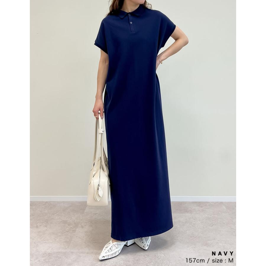 ワンピース レディース ポロ半袖 ポロシャツ ロング丈 マキシ コットンブレンド 低身長 高梨臨さん着用 2025春夏 | Re:EDIT | 15