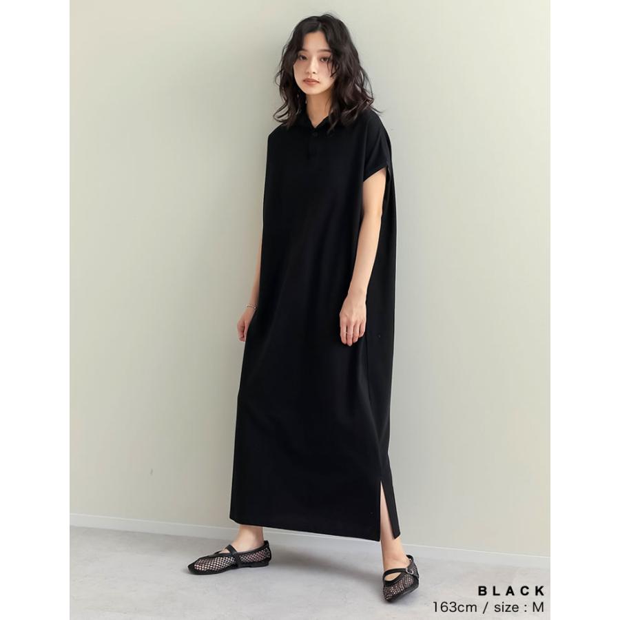 ワンピース レディース ポロ半袖 ポロシャツ ロング丈 マキシ コットンブレンド 低身長 高梨臨さん着用 2025春夏 | Re:EDIT | 12