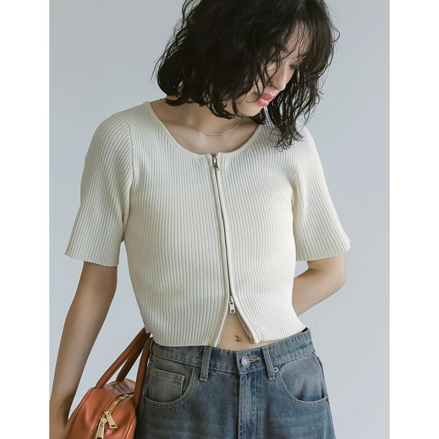 Re:EDIT トップス レディース ニット サマーニット 半袖 ダブル