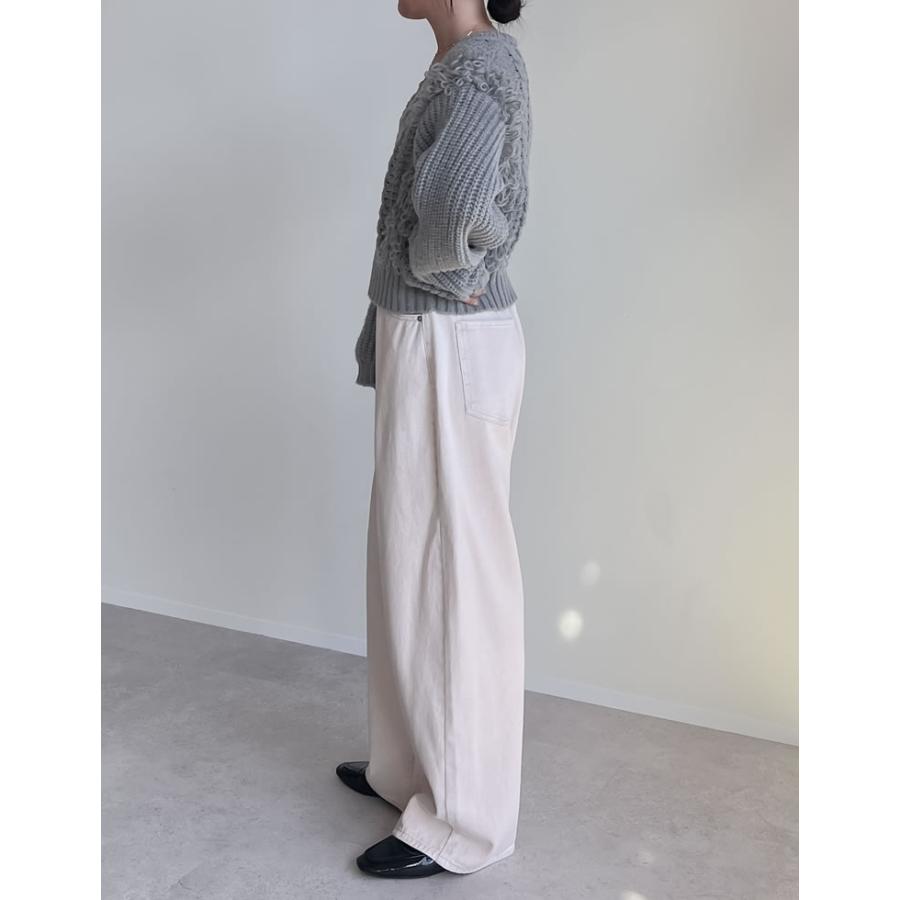 レディース ケーブルニット ループフリンジ ループ編み 畦編み ニット トップス セーター Vネック ボリューム2024秋冬 | Re:EDIT | 19