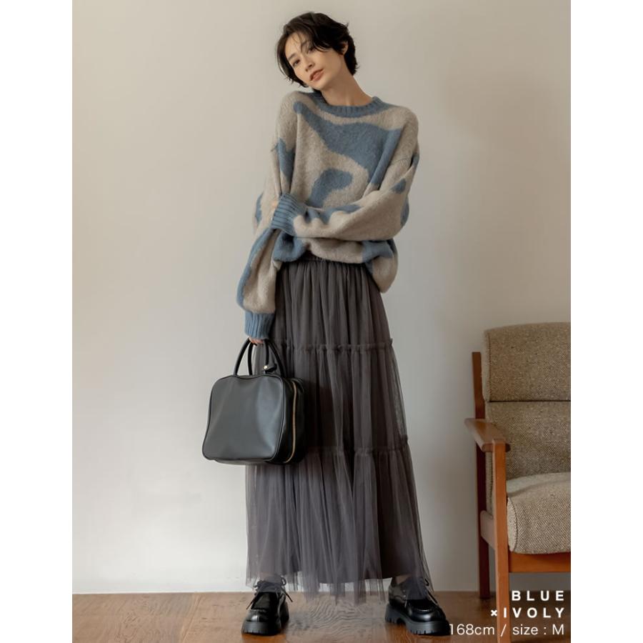 Re:EDIT トップス レディース 配色 ニットトップス マーブル Re:EDIT トップス レディース 配色 ニットトップス マーブル