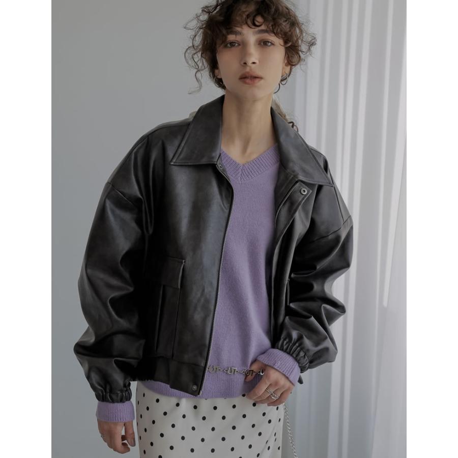 美品　Editt by YECCA VECCA フェイクレザーレイヤードブルゾン YECCA VECCA（イェッカヴェッカ） ブルゾン アウター レースブルゾン