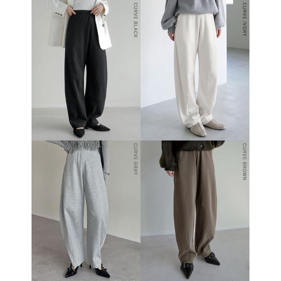 パンツ レディース カーブパンツ バレルパンツ 低身長 高身長 スモール トール 配色 セットアップ可能 ウエストゴム ポケットあり | Re:EDIT | 25