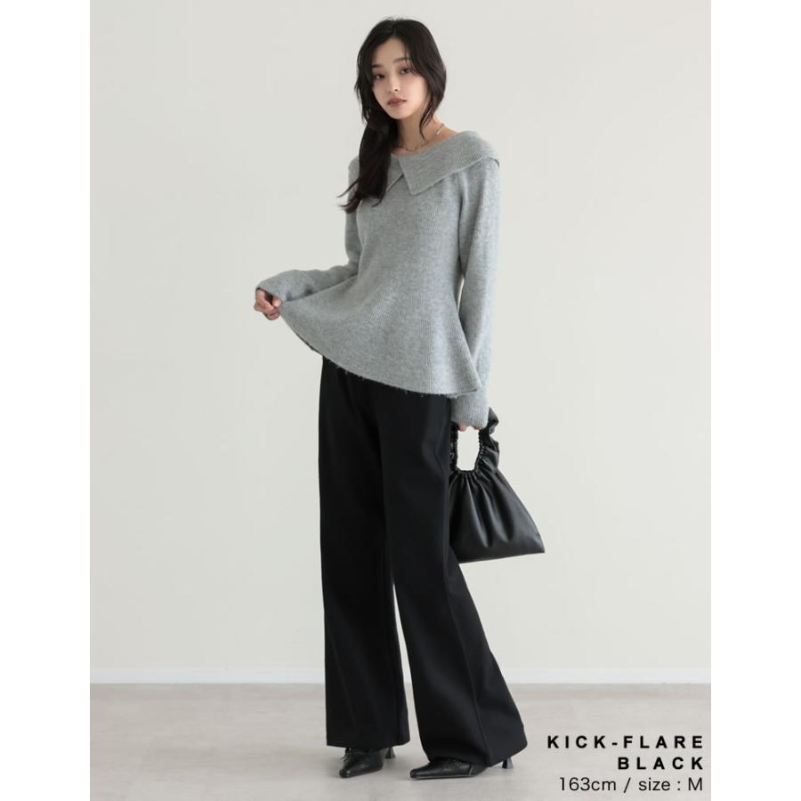 パンツ レディース カーブパンツ バレルパンツ 低身長 高身長 スモール トール 配色 セットアップ可能 ウエストゴム ポケットあり | Re:EDIT | 27