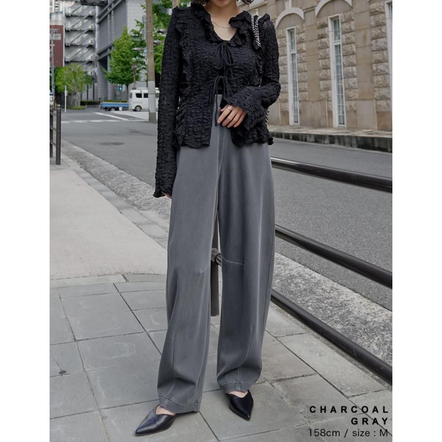 パンツ カーブパンツ レディース 8色 低身長 高身長 LL バレルレッグ 配色 セットアップ可能 スウェット 秋冬 | Re:EDIT | 24