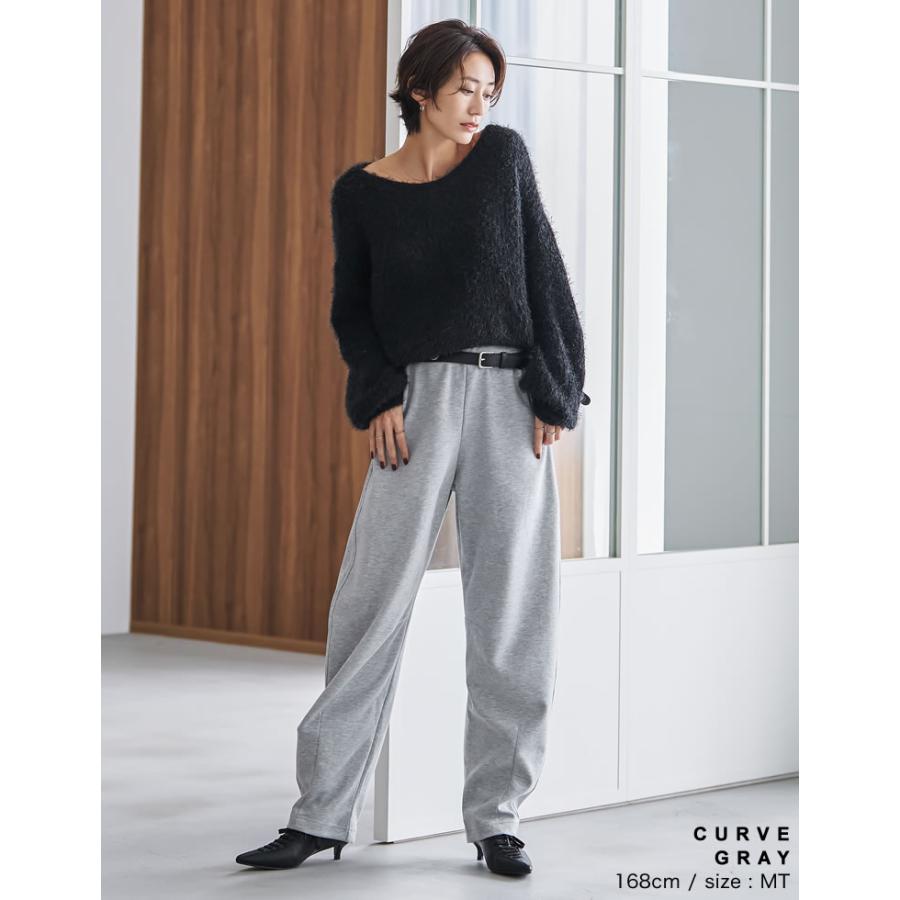 パンツ レディース カーブパンツ バレルパンツ 低身長 高身長 スモール トール 配色 セットアップ可能 ウエストゴム ポケットあり | Re:EDIT | 14
