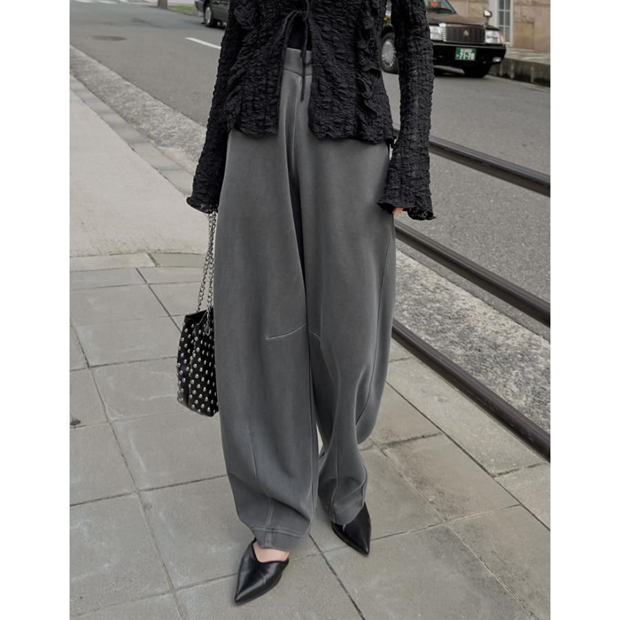 パンツ カーブパンツ レディース 8色 低身長 高身長 LL バレルレッグ 配色 セットアップ可能 スウェット 秋冬 | Re:EDIT | 16