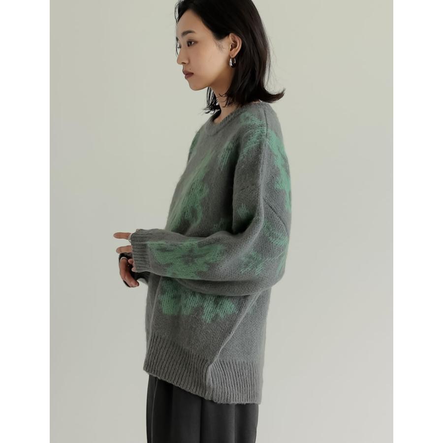 TTT_MSW フラワージャガードニットカーディガン 22SS 花柄ジャガードニットカーディガン