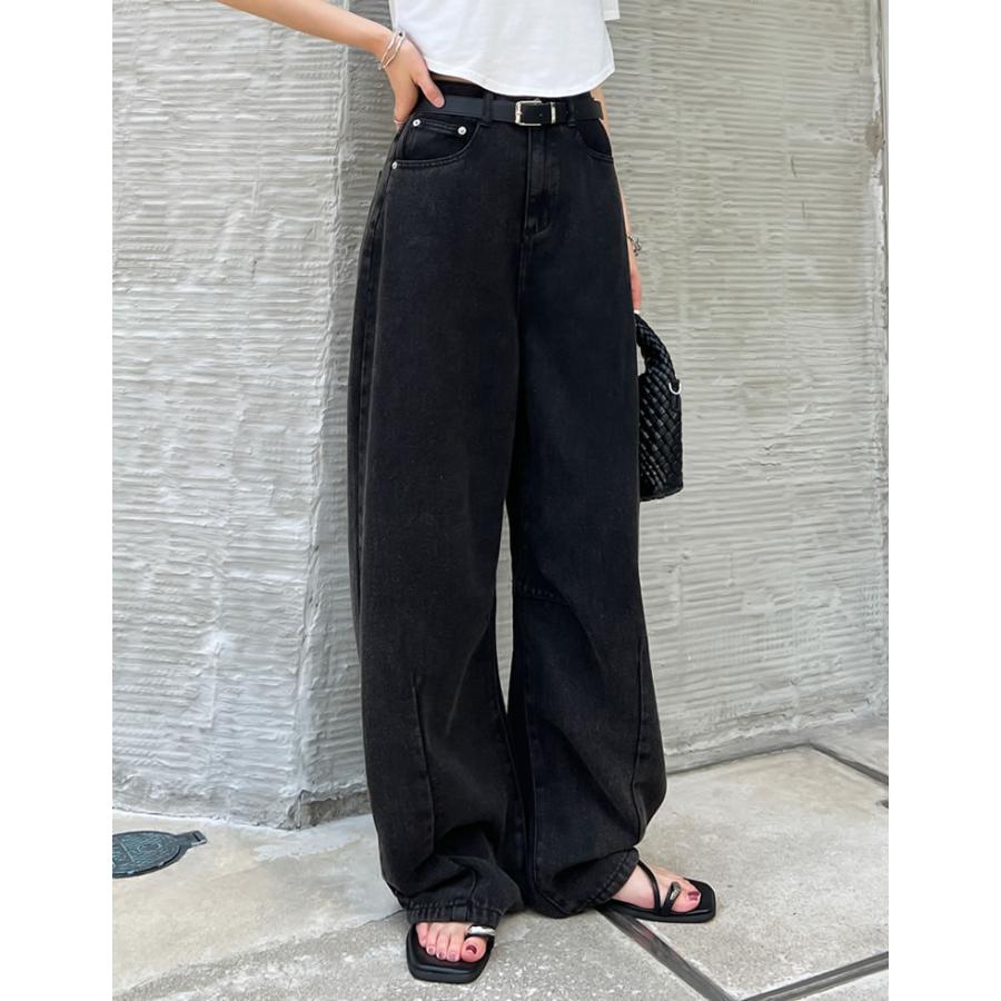 パンツ レディース ボトム カーブ バレルレッグジーンズ ウォッシュ加工 ダメージ加工 ワイドパンツ 低身長 高身長 2025春夏 | Re:EDIT | 16