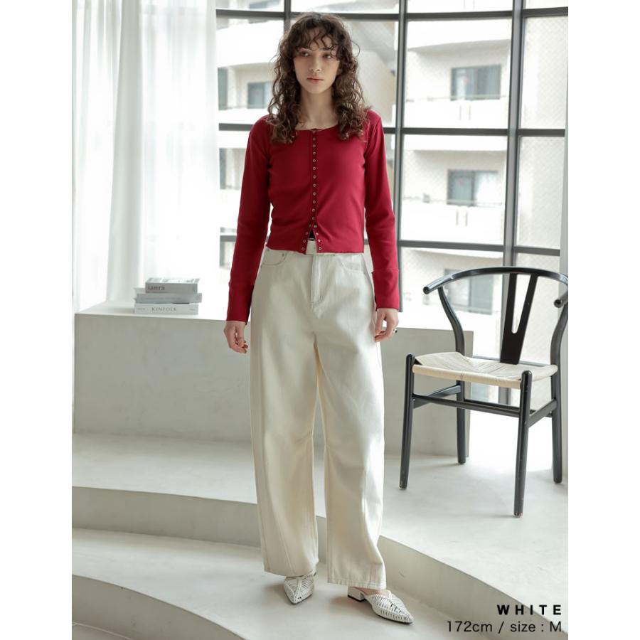 パンツ レディース ボトム カーブ バレルレッグジーンズ ウォッシュ加工 ダメージ加工 ワイドパンツ 低身長 高身長 2025春夏 | Re:EDIT | 17