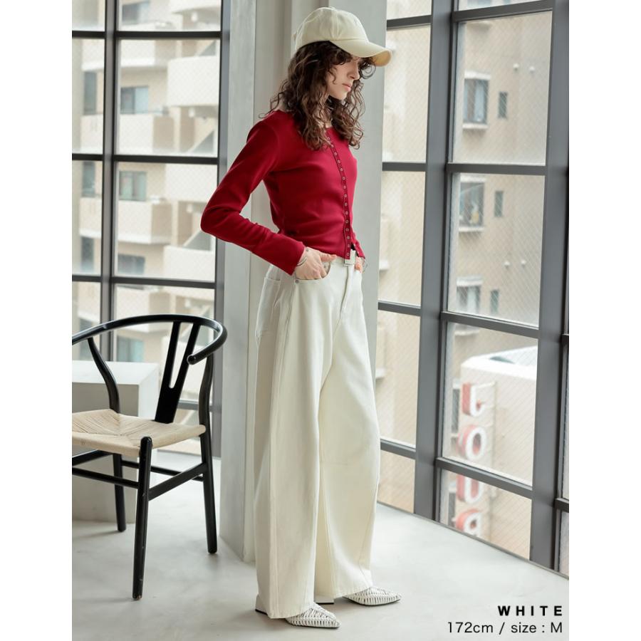 パンツ レディース ボトム カーブ バレルレッグジーンズ ウォッシュ加工 ダメージ加工 ワイドパンツ 低身長 高身長 2025春夏 | Re:EDIT | 18