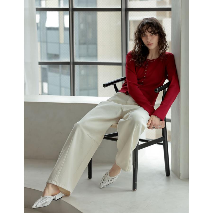 パンツ レディース ボトム カーブ バレルレッグジーンズ ウォッシュ加工 ダメージ加工 ワイドパンツ 低身長 高身長 2025春夏 | Re:EDIT | 20