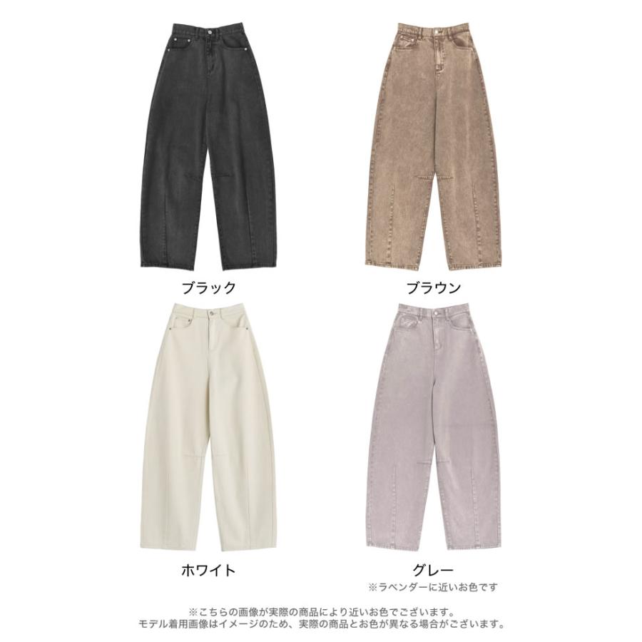 パンツ レディース ボトム カーブ バレルレッグジーンズ ウォッシュ加工 ダメージ加工 ワイドパンツ 低身長 高身長 2025春夏 | Re:EDIT | 21