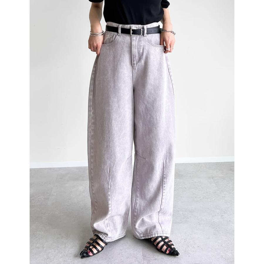 パンツ レディース ボトム カーブ バレルレッグジーンズ ウォッシュ加工 ダメージ加工 ワイドパンツ 低身長 高身長 2025春夏 | Re:EDIT | 08