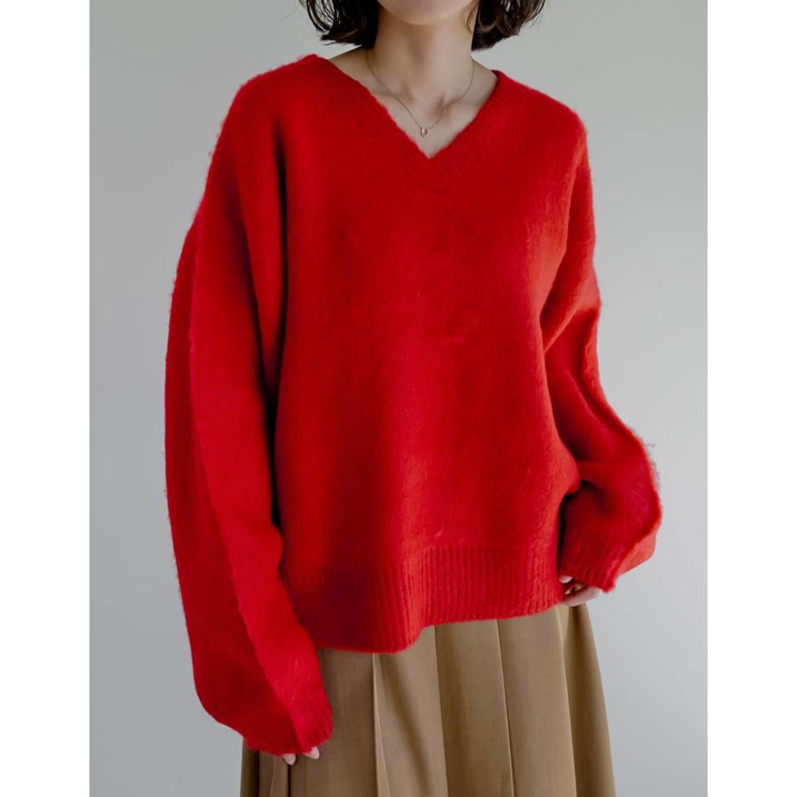 ニット トップス 長袖 レディース M/L 6色 セーター シャギーニット 体型カバー カラーニット ボリューム袖 秋冬 | Re:EDIT | 16