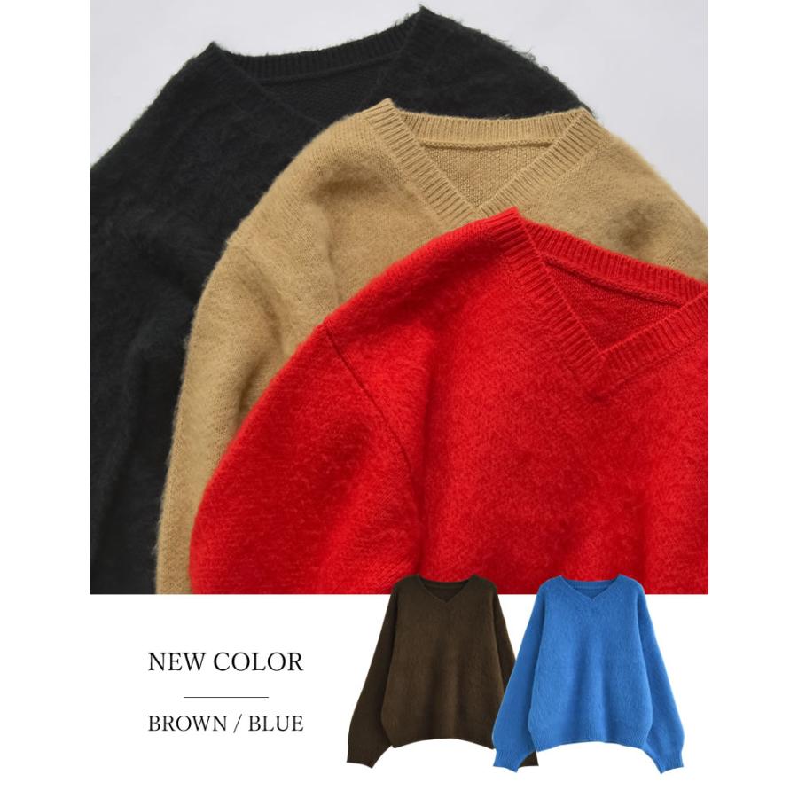 【まとめ買い】 トップス ニット セーター シャギーニット レディース M/L 新色追加 6色 オーバーサイズ 体型カバー カラーニット ボリューム袖 2025秋冬 | Re:EDIT | 07