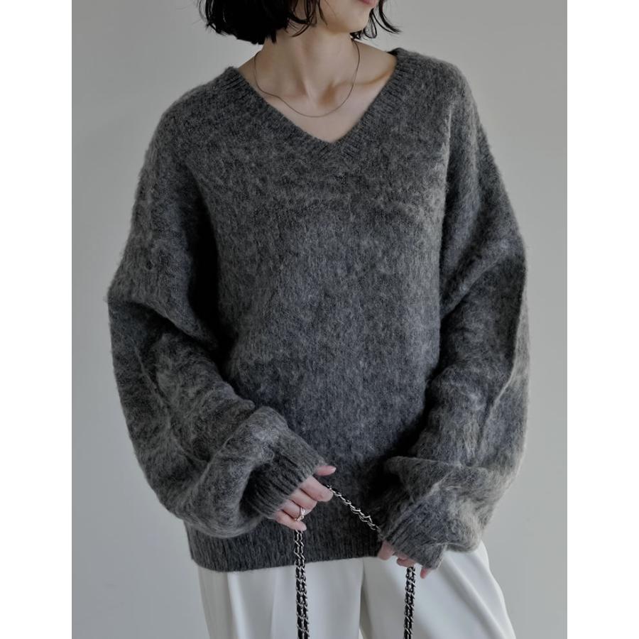 ニット トップス 長袖 レディース M/L 6色 セーター シャギーニット 体型カバー カラーニット ボリューム袖 秋冬 | Re:EDIT | 09