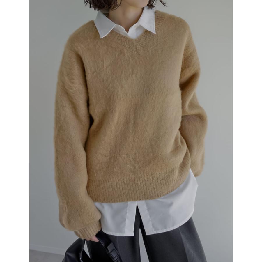 ニット トップス 長袖 レディース M/L 6色 セーター シャギーニット 体型カバー カラーニット ボリューム袖 秋冬 | Re:EDIT | 10