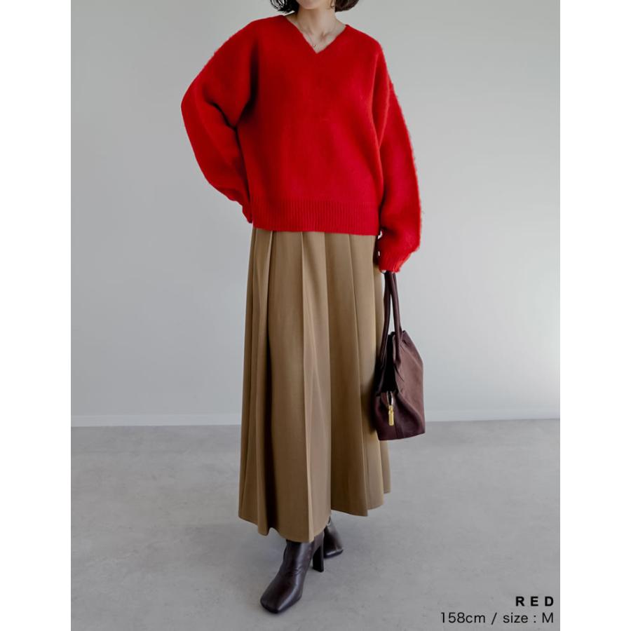 ニット トップス 長袖 レディース M/L 6色 セーター シャギーニット 体型カバー カラーニット ボリューム袖 秋冬 | Re:EDIT | 15