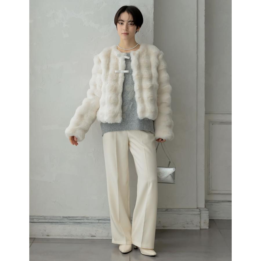 ○★新品 未使用 ジャッキー リタ ショートコート フェイクファー ホワイト S Re:EDIT（リエディ） ジャケット レディース アウター ポケット付き