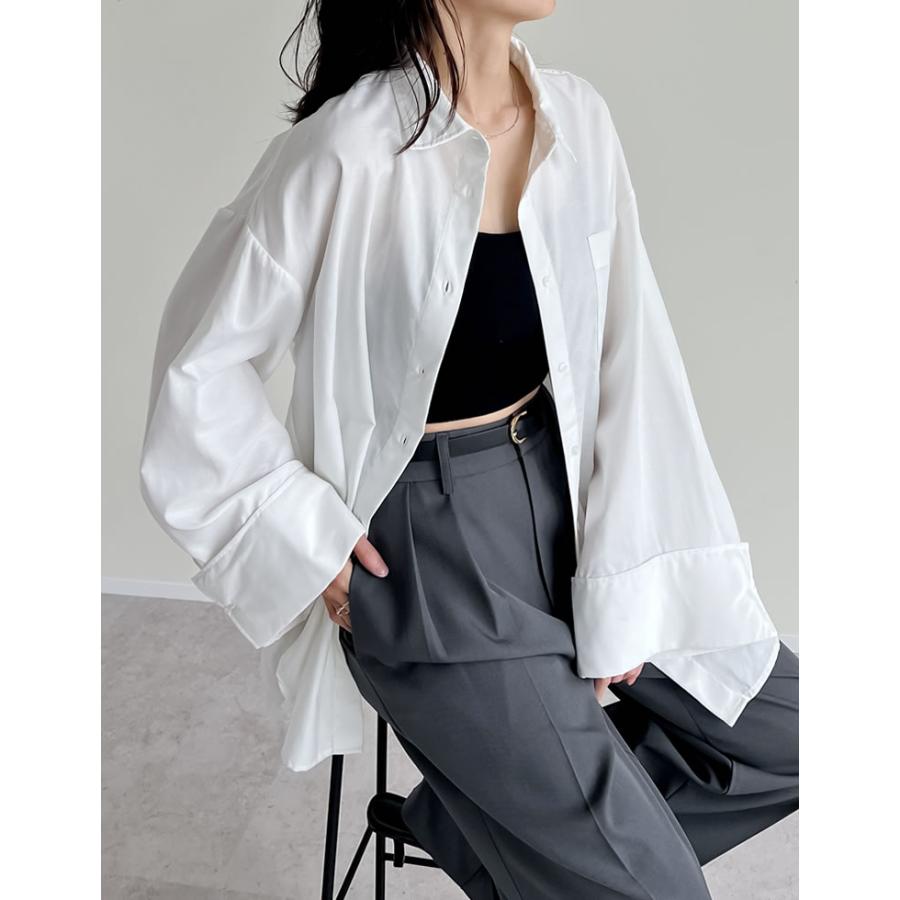 トップス シャツ 体型カバー 長袖 レディース 4色 M/L オックスフォード ワイドスリーブ 冷房対策 日除け対策 春夏 | Re:EDIT | 14