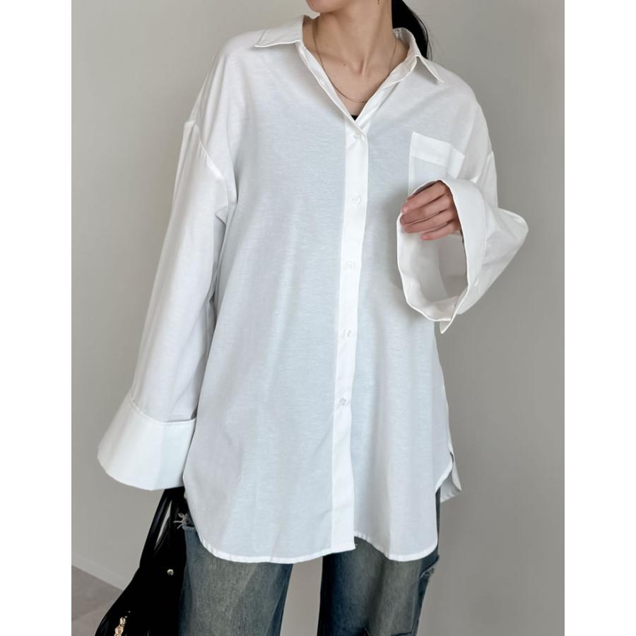 トップス シャツ 体型カバー 長袖 レディース 4色 M/L オックスフォード ワイドスリーブ 冷房対策 日除け対策 春夏 | Re:EDIT | 15