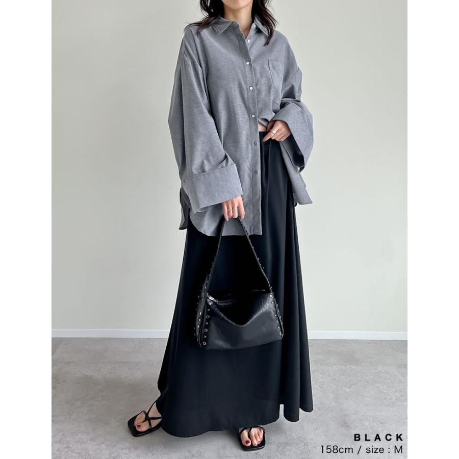 トップス シャツ 体型カバー 長袖 レディース 4色 M/L オックスフォード ワイドスリーブ 冷房対策 日除け対策 春夏 | Re:EDIT | 16