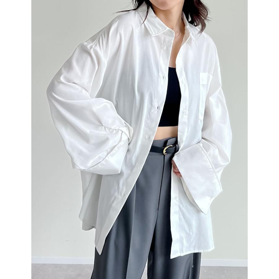 トップス シャツ 体型カバー 長袖 レディース 4色 M/L オックスフォード ワイドスリーブ 冷房対策 日除け対策 春夏 | Re:EDIT | 06