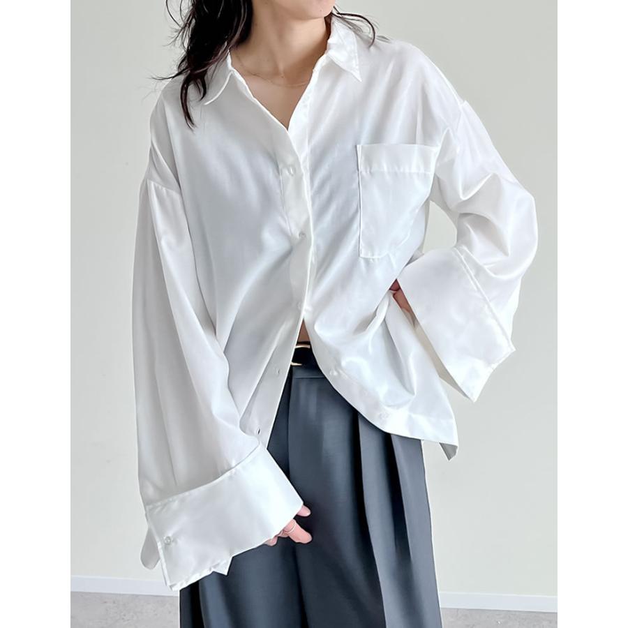 トップス シャツ 体型カバー 長袖 レディース 4色 M/L オックスフォード ワイドスリーブ 冷房対策 日除け対策 春夏 | Re:EDIT | 12
