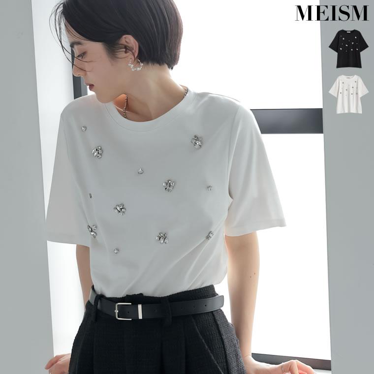 MEISM（ミズム） 半袖 Tシャツ レディース 2色 M/L トップス ビジュー