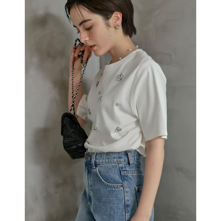 MEISM（ミズム） 半袖 Tシャツ レディース 2色 M/L トップス ビジュー