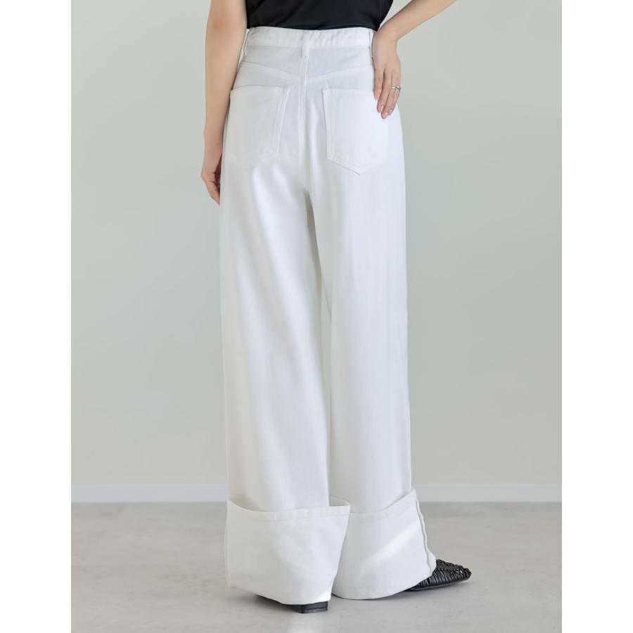デニム レディース パンツ ワイド ロールアップ コットン100％ 綿100％ ルーズデニム 低身長 高身長 春夏 | Re:EDIT | 20