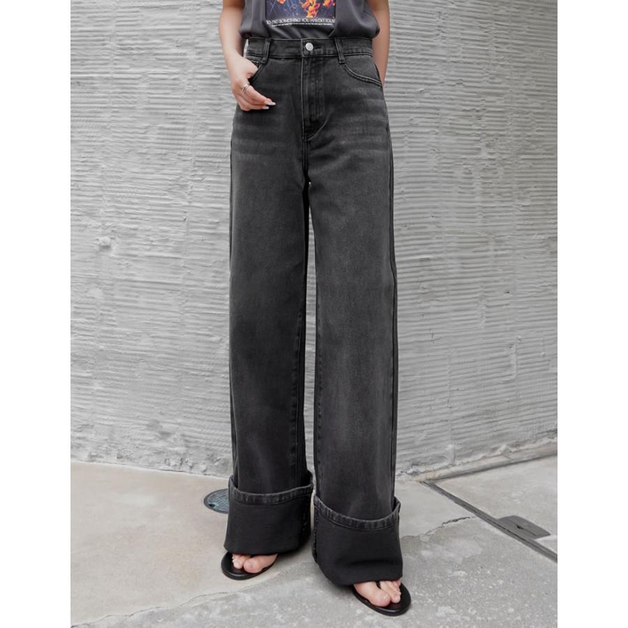 デニム レディース パンツ ワイド ロールアップ コットン100％ 綿100％ ルーズデニム 低身長 高身長 春夏 | Re:EDIT | 07
