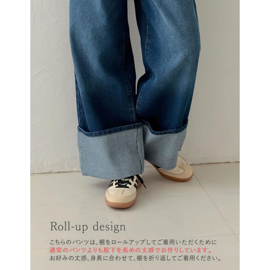 デニム レディース パンツ ワイド ロールアップ コットン100％ 綿100％ ルーズデニム 低身長 高身長 春夏 | Re:EDIT | 11