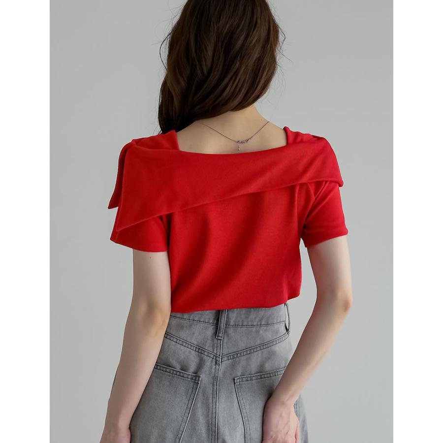 半袖 カットソー レディース トップス 4色 M/L オフショル オフショル風 ブラ紐隠し アシンメトリー ブラ紐が隠れる 新色追加 春夏 | Re:EDIT | 14