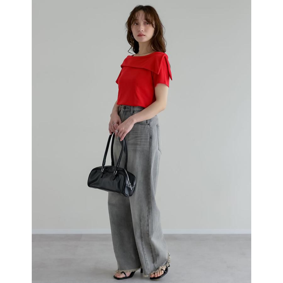 半袖 カットソー レディース トップス 4色 M/L オフショル オフショル風 ブラ紐隠し アシンメトリー ブラ紐が隠れる 新色追加 春夏 | Re:EDIT | 15