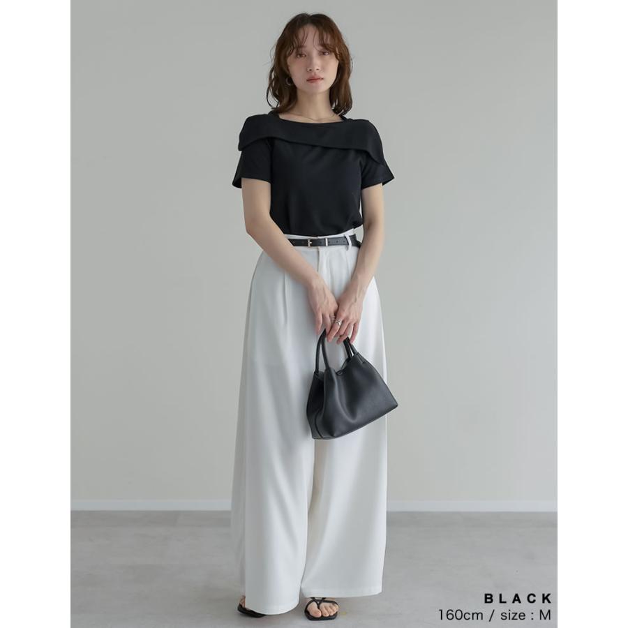 半袖 カットソー レディース トップス 4色 M/L オフショル オフショル風 ブラ紐隠し アシンメトリー ブラ紐が隠れる 新色追加 春夏 | Re:EDIT | 16