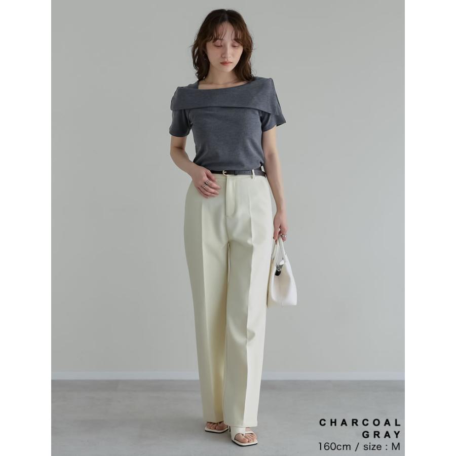 半袖 カットソー レディース トップス 4色 M/L オフショル オフショル風 ブラ紐隠し アシンメトリー ブラ紐が隠れる 新色追加 春夏 | Re:EDIT | 19