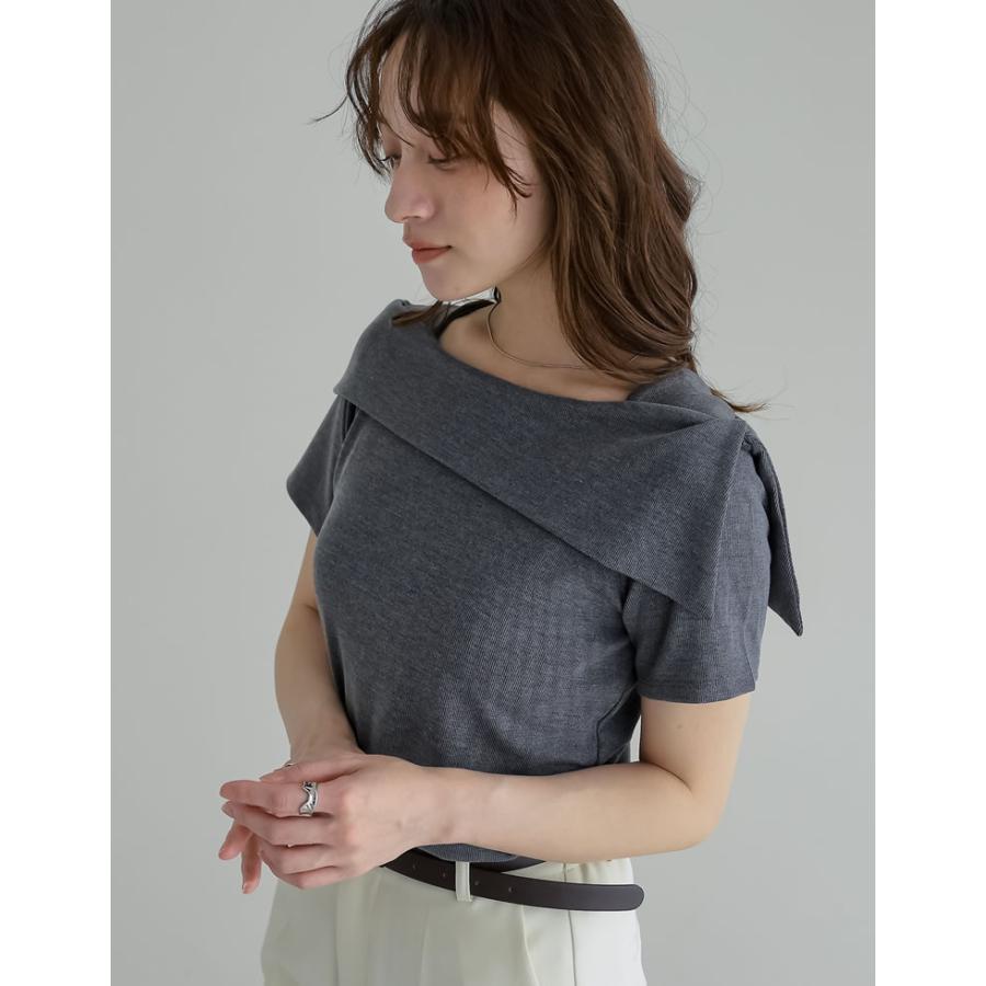 半袖 カットソー レディース トップス 4色 M/L オフショル オフショル風 ブラ紐隠し アシンメトリー ブラ紐が隠れる 新色追加 春夏 | Re:EDIT | 20