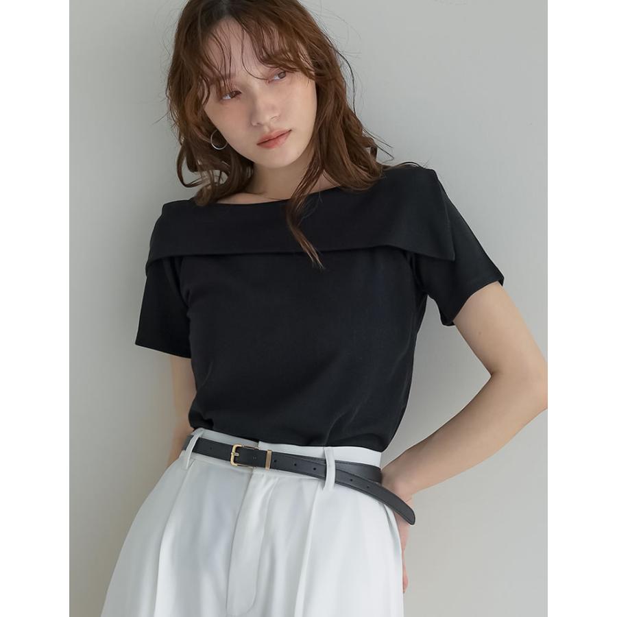 半袖 カットソー レディース トップス 4色 M/L オフショル オフショル風 ブラ紐隠し アシンメトリー ブラ紐が隠れる 新色追加 春夏 | Re:EDIT | 07