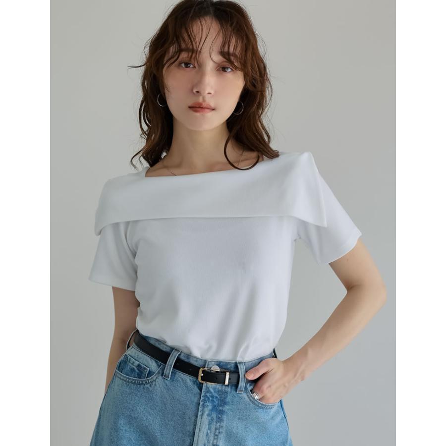 半袖 カットソー レディース トップス 4色 M/L オフショル オフショル風 ブラ紐隠し アシンメトリー ブラ紐が隠れる 新色追加 春夏 | Re:EDIT | 08