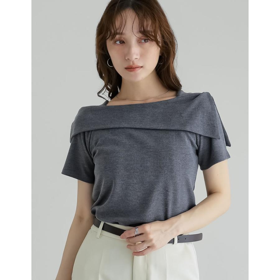 半袖 カットソー レディース トップス 4色 M/L オフショル オフショル風 ブラ紐隠し アシンメトリー ブラ紐が隠れる 新色追加 春夏 | Re:EDIT | 09