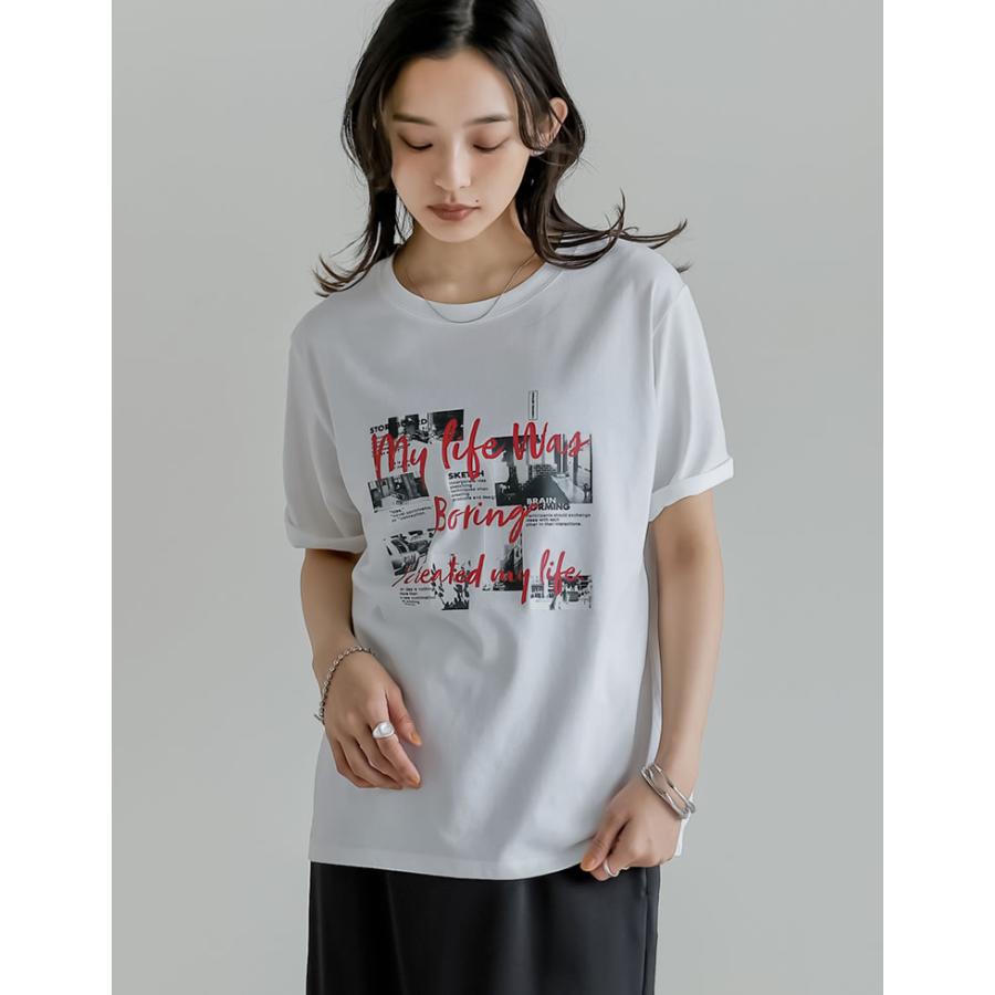 Tシャツ トップス 半袖 レディース カットソー バンドT ロックT レトロ フォトプリント UV対策 紫外線対策 日焼け対策 春夏[mb] | Re:EDIT | 03