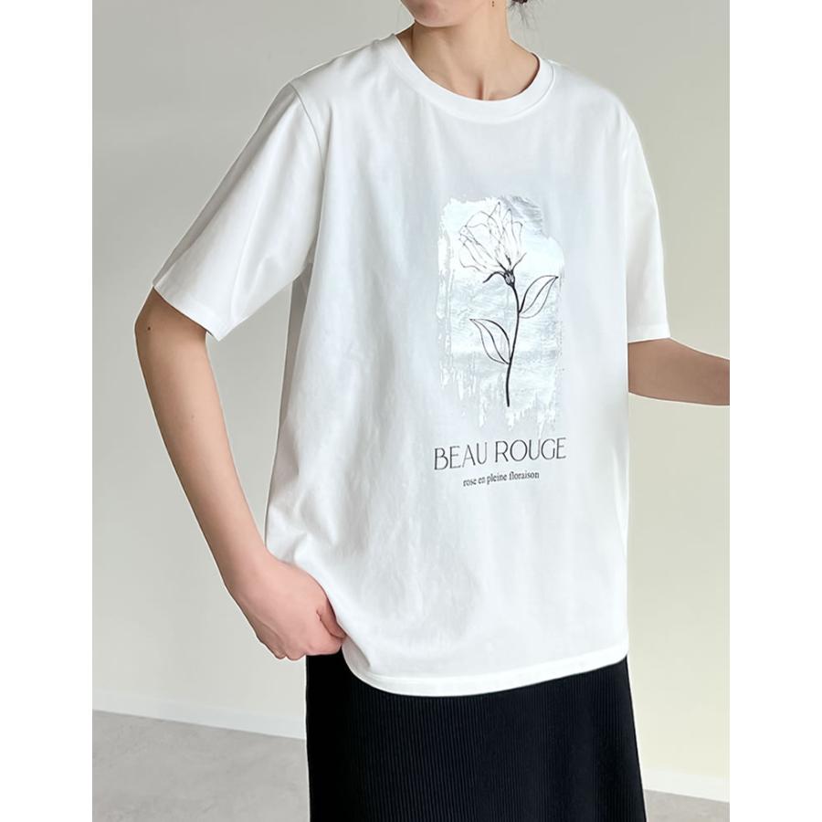 Tシャツ 半袖 ロゴT トップス レディース フロントロゴ フプリント UVカット 紫外線対策 接触冷感 ひんやり クルーネック 春夏[mb] | Re:EDIT | 14