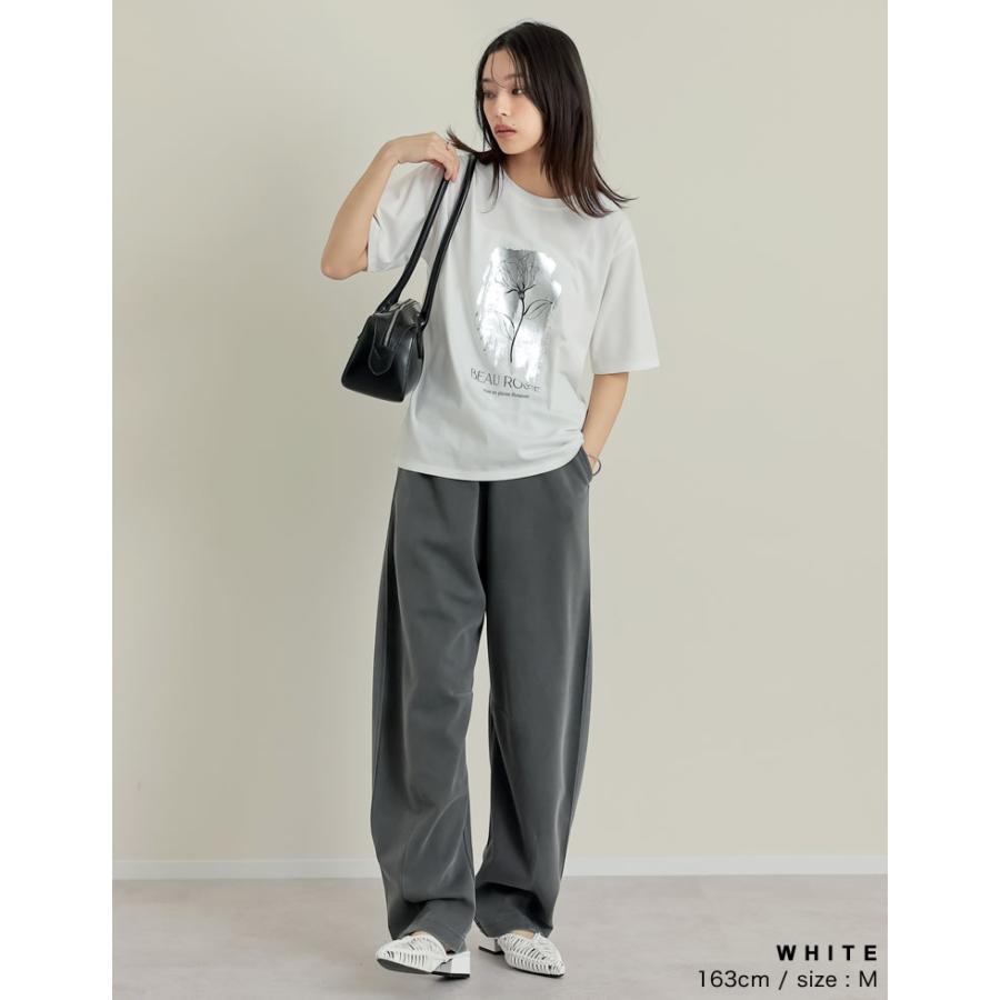 Tシャツ 半袖 ロゴT トップス レディース フロントロゴ フプリント UVカット 紫外線対策 接触冷感 ひんやり クルーネック 春夏[mb] | Re:EDIT | 16