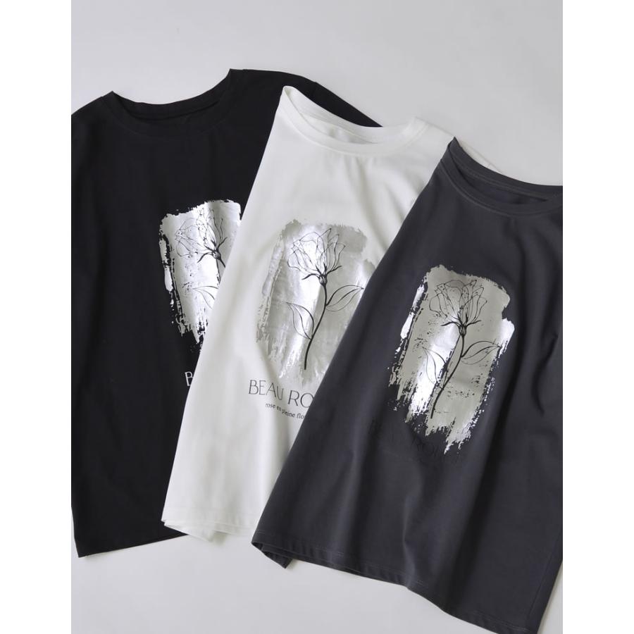 Tシャツ 半袖 ロゴT トップス レディース フロントロゴ フプリント UVカット 紫外線対策 接触冷感 ひんやり クルーネック 春夏[mb] | Re:EDIT | 04