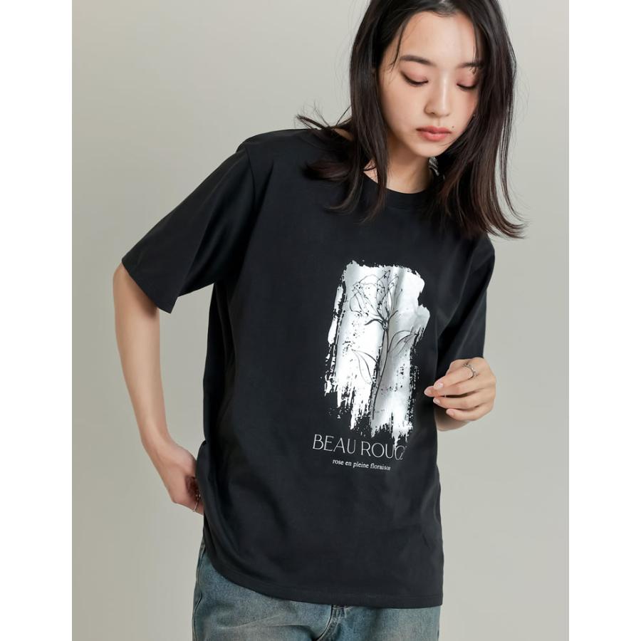 Tシャツ 半袖 ロゴT トップス レディース フロントロゴ フプリント UVカット 紫外線対策 接触冷感 ひんやり クルーネック 春夏[mb] | Re:EDIT | 05