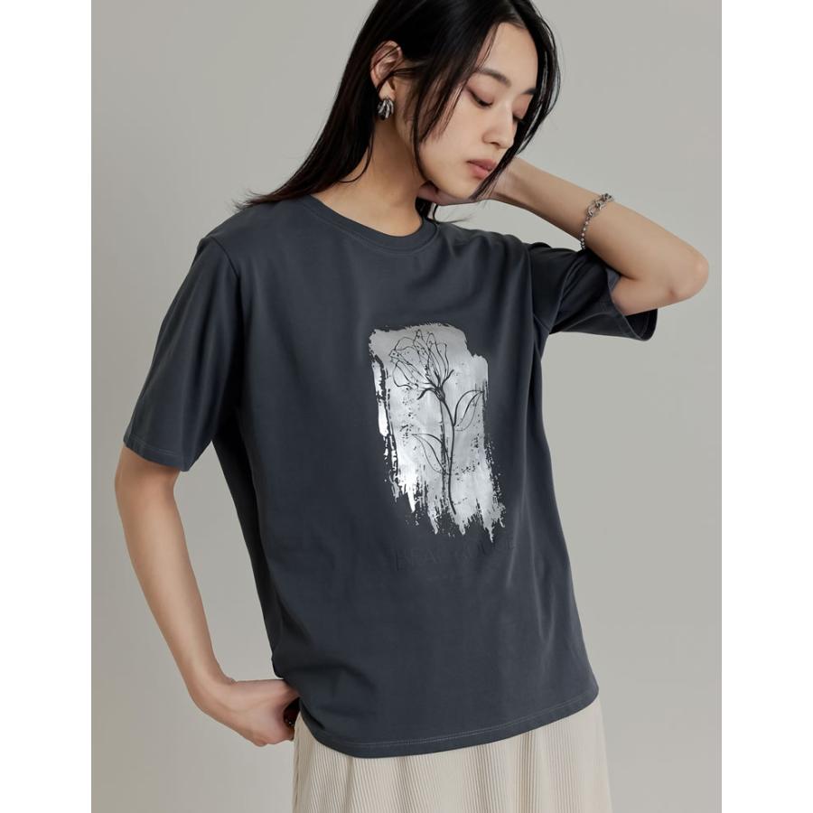 Tシャツ 半袖 ロゴT トップス レディース フロントロゴ フプリント UVカット 紫外線対策 接触冷感 ひんやり クルーネック 春夏[mb] | Re:EDIT | 07
